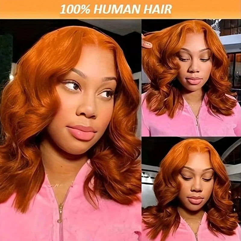 Fashion Lovers Ginger Orange Wig – 13×4 HD Lace Frontal, Pre-Plucked, Brazilian Human Hair with Baby Hair