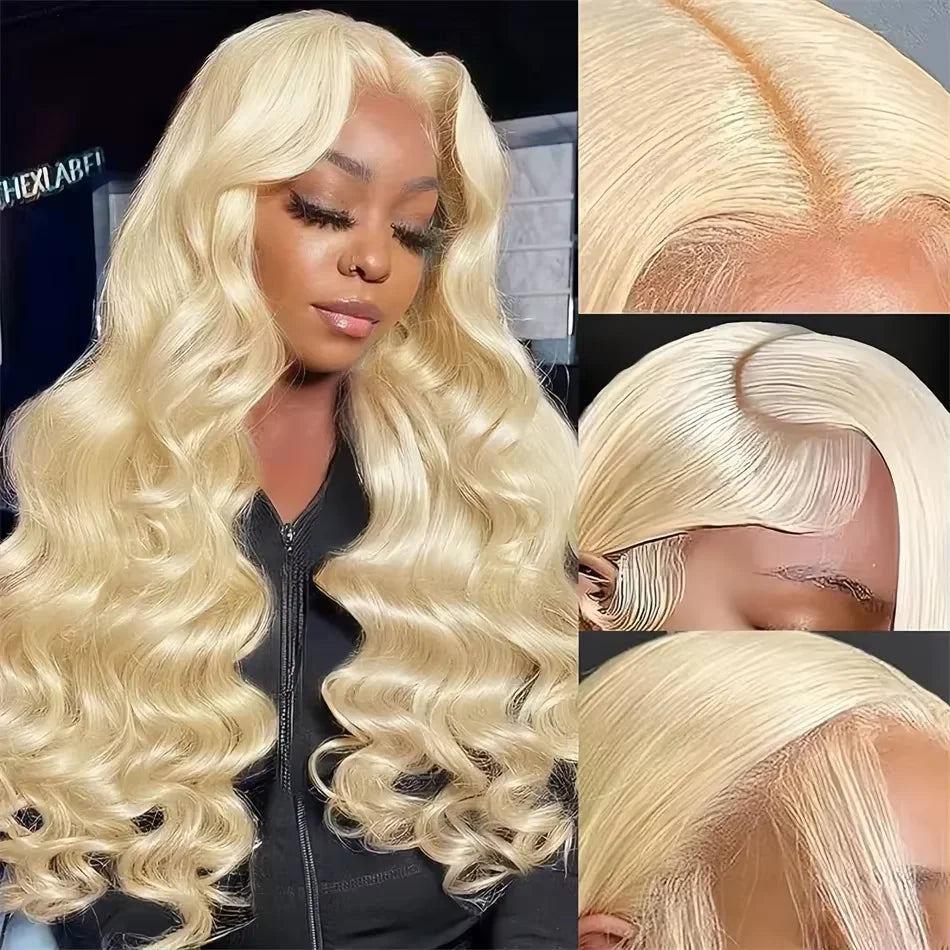 Luxury 38-Inch 613 Blonde Body Wave Wig – HD Transparent 13×4 Lace Frontal, 210% Density Brazilian Human Hair