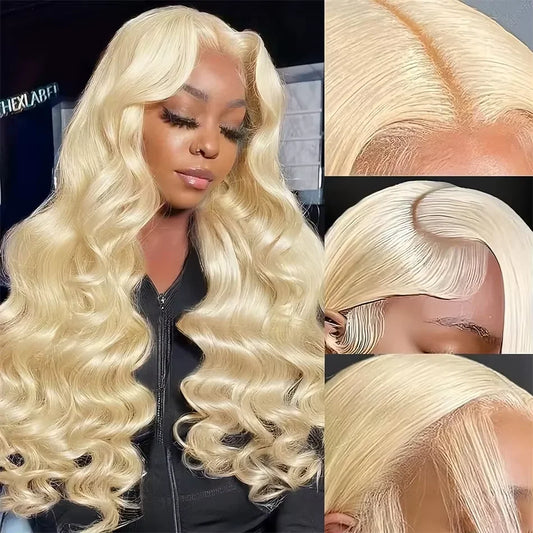 Luxury 38-Inch 613 Blonde Body Wave Wig – HD Transparent 13×4 Lace Frontal, 210% Density Brazilian Human Hair