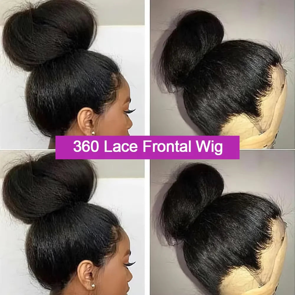 360 HD Lace Kinky Straight 26 Inch Human Hair Wig – 180% Density Glueless Wig