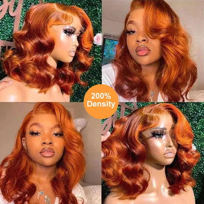 Fashion Lovers Ginger Orange Wig – 13×4 HD Lace Frontal, Pre-Plucked, Brazilian Human Hair with Baby Hair