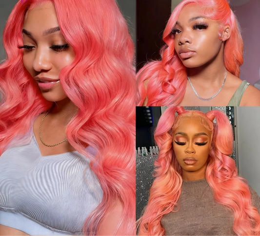 Pink Body Wave Human Hair Wig – 30 Inch HD Lace Frontal, Pre-Plucked 13×4/13×6