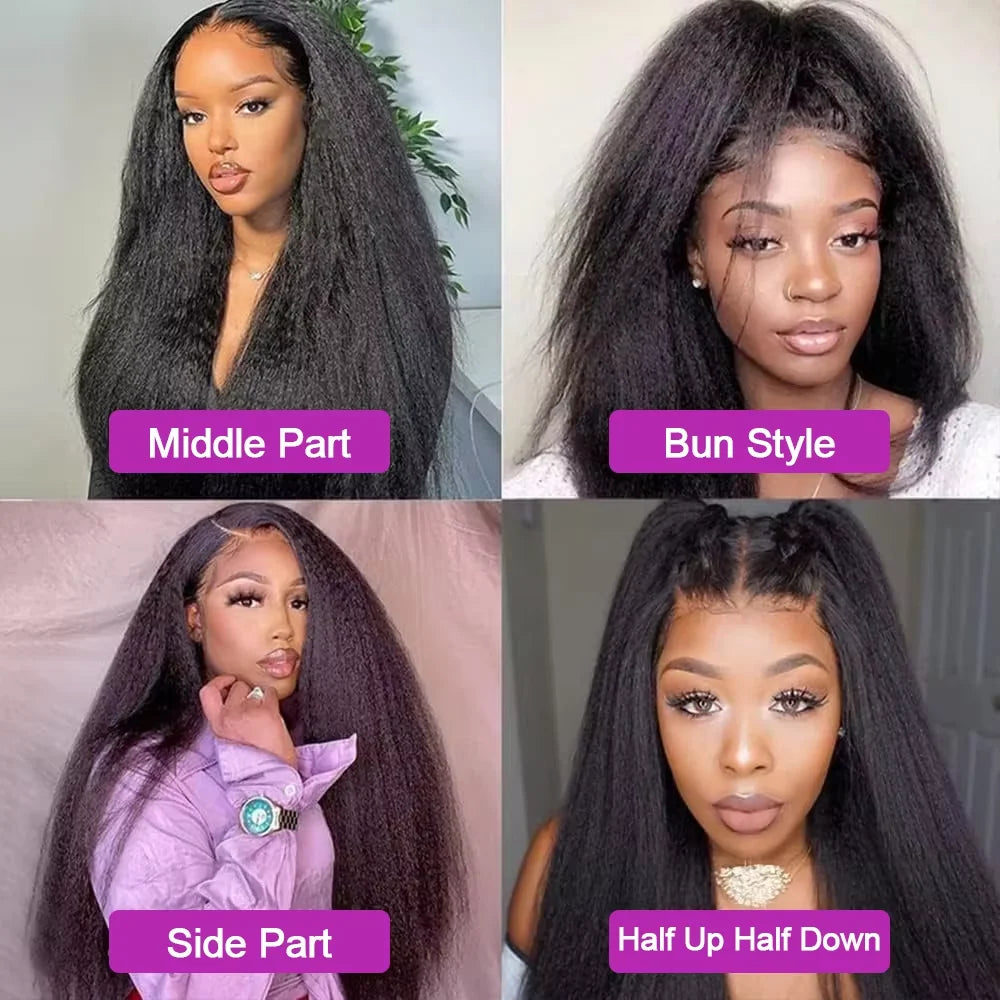 360 HD Lace Kinky Straight 26 Inch Human Hair Wig – 180% Density Glueless Wig