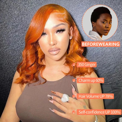 Fashion Lovers Ginger Orange Wig – 13×4 HD Lace Frontal, Pre-Plucked, Brazilian Human Hair with Baby Hair