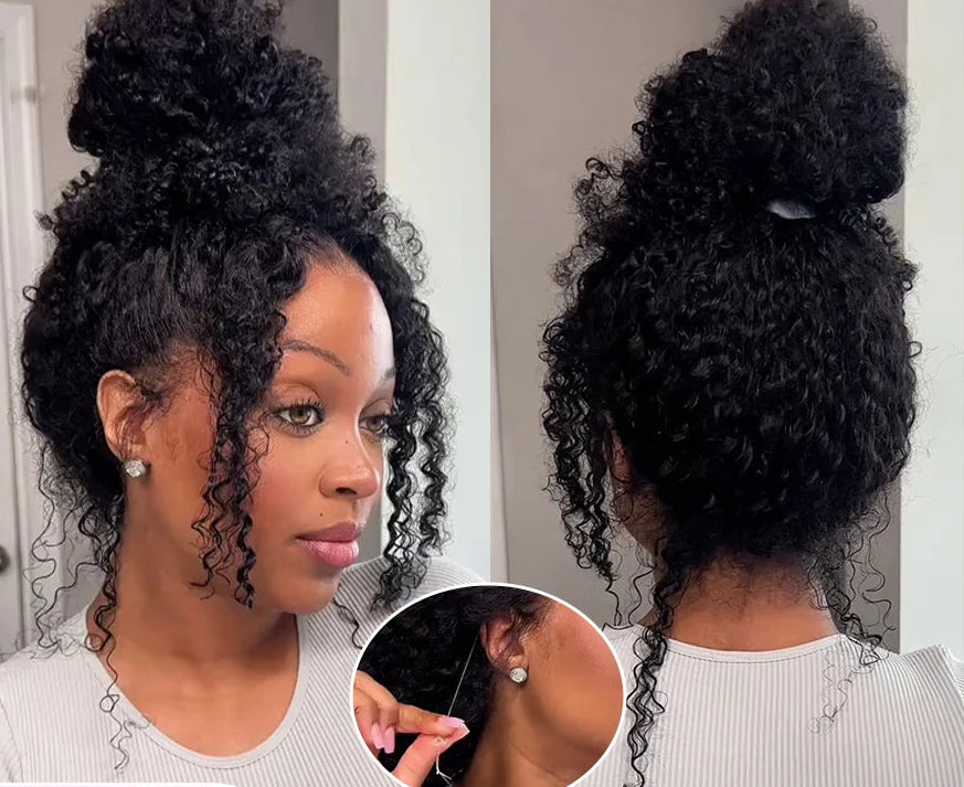 360 HD Deep Wave Human Hair Wig – Invisible Pre-Plucked Glueless Full Lace Curly Wig with Adjustable Drawstring for Women