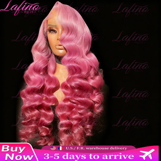 Pink Body Wave Human Hair Wig – 30 Inch HD Lace Frontal, Pre-Plucked 13×4/13×6