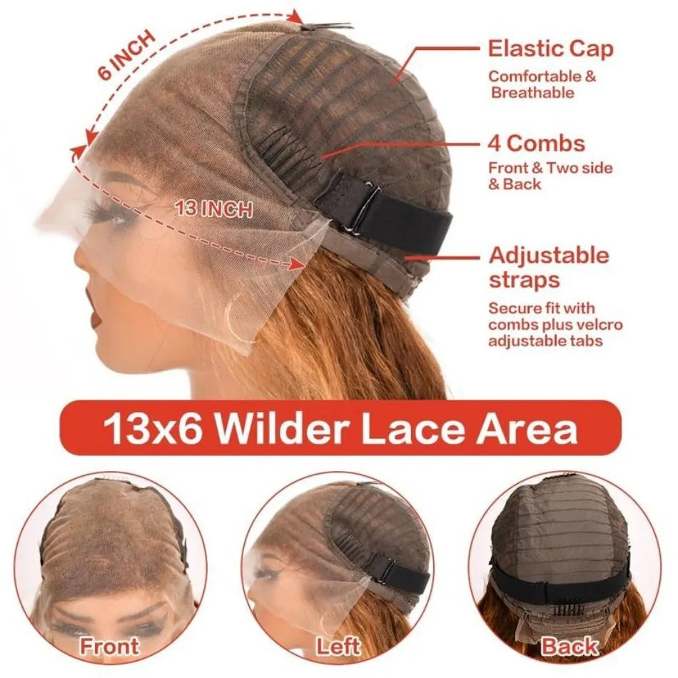 Glam P427 Highlight Deep Wave Wig – HD Transparent Lace Front, Brazilian Human Hair, Full 200% Density