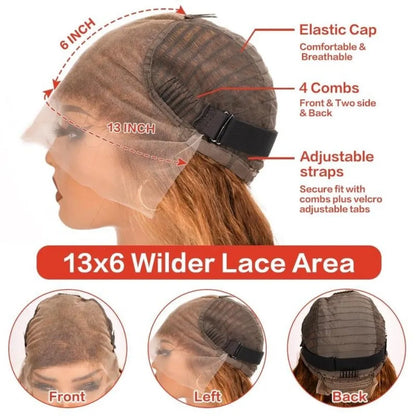 Glam P427 Highlight Deep Wave Wig – HD Transparent Lace Front, Brazilian Human Hair, Full 200% Density