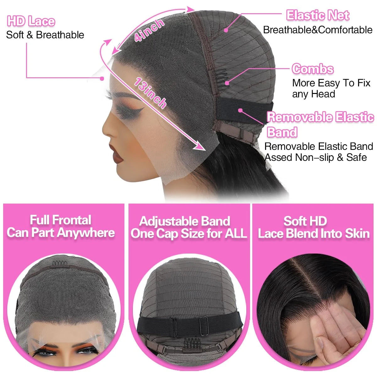 Body Wave Human Hair Wig – 13×4 Wide Lace Front, 200% Density