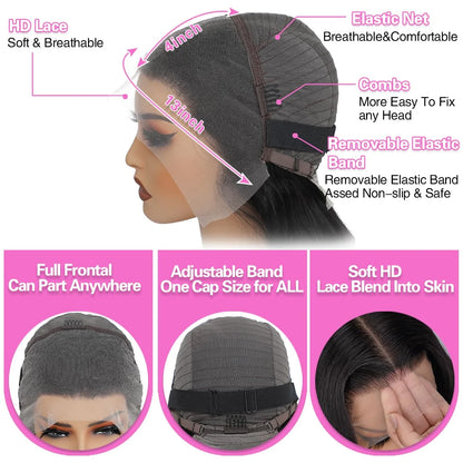 Body Wave Human Hair Wig – 13×4 Wide Lace Front, 200% Density